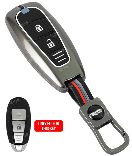 Coll of Fest Coll of Fest Premium Metal Silicon Key Cover Compatible with Maruti Suzuki Ignis | S Cross | Baleno | Ciaz | Vitara Brezza | Swift 2 Button Key Glow in the Dark