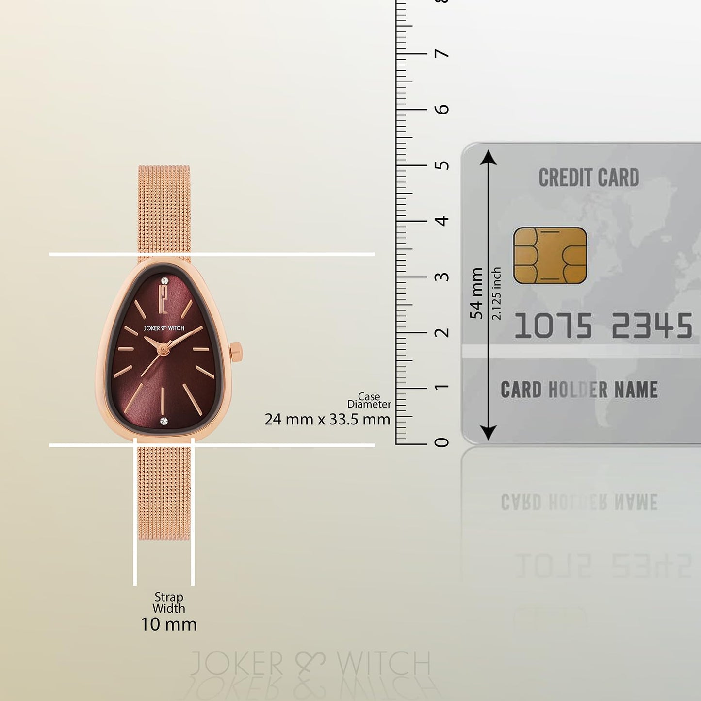 Joker & Witch Maris Maroon Sunray Small Oval Dial Rose Gold Mesh Strap Women's Watch