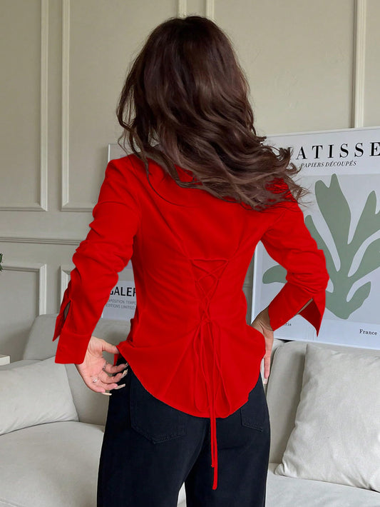 Aahwan Red Solid Front Button Long Sleeve Casual Shirt for Women' & Girl's(354-Red-S)