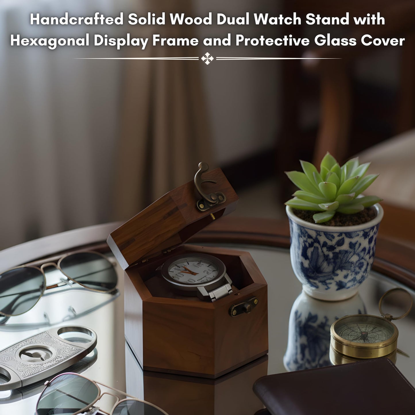 Watch Box for Men, Single Slot Watch Display Case Mens Timepiece Box Organizer, Dark Rosewood Cases for Men Storage, Valentines Gift Organizer Holder Case for travel with Glass Lid