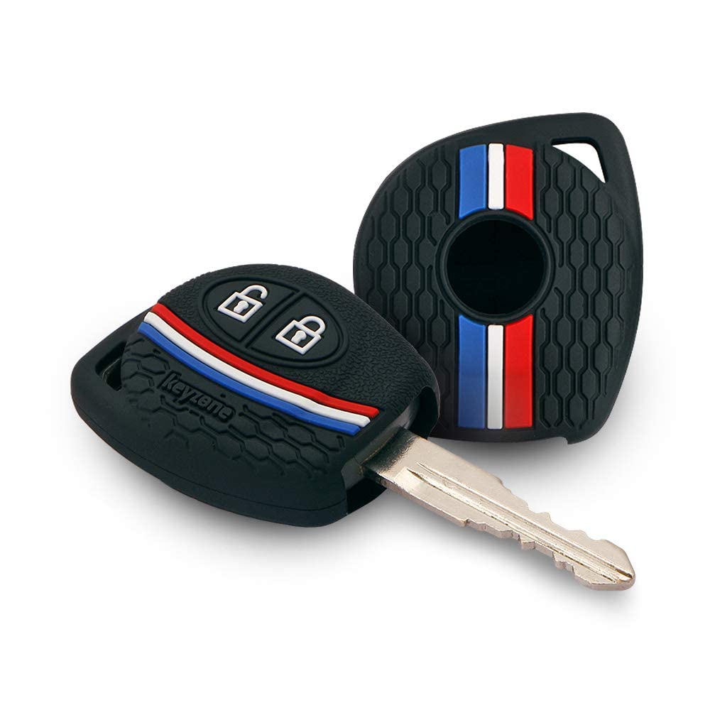 Keyzone Striped Silicone Key Cover for Suzuki Jimny,Fronx,Swift,Dzire,Baleno,Eritga,Grand Vitara,Brezza,e-Vitara,Ciaz,WagonR,Alto,Scross,Ignis 2B Remote Key(Black)