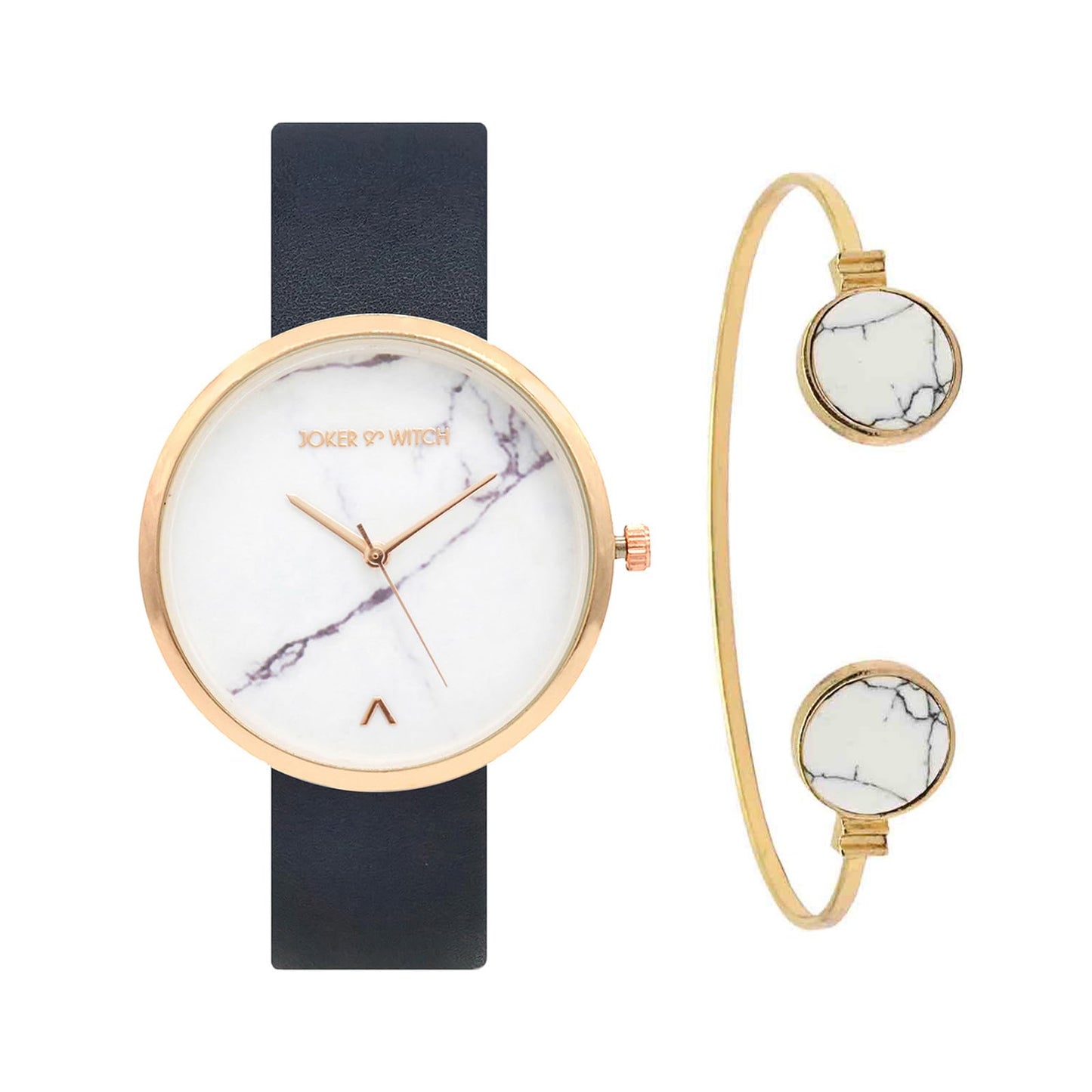 Joker & Witch Leather Women Miranda Analog Watch Bracelet Stack Combo, White Dial, Blue Band