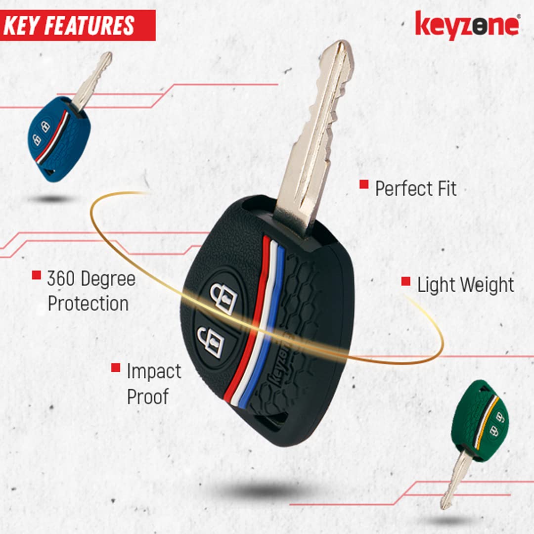 Keyzone Striped Silicone Key Cover for Suzuki Jimny,Fronx,Swift,Dzire,Baleno,Eritga,Grand Vitara,Brezza,e-Vitara,Ciaz,WagonR,Alto,Scross,Ignis 2B Remote Key(Black)