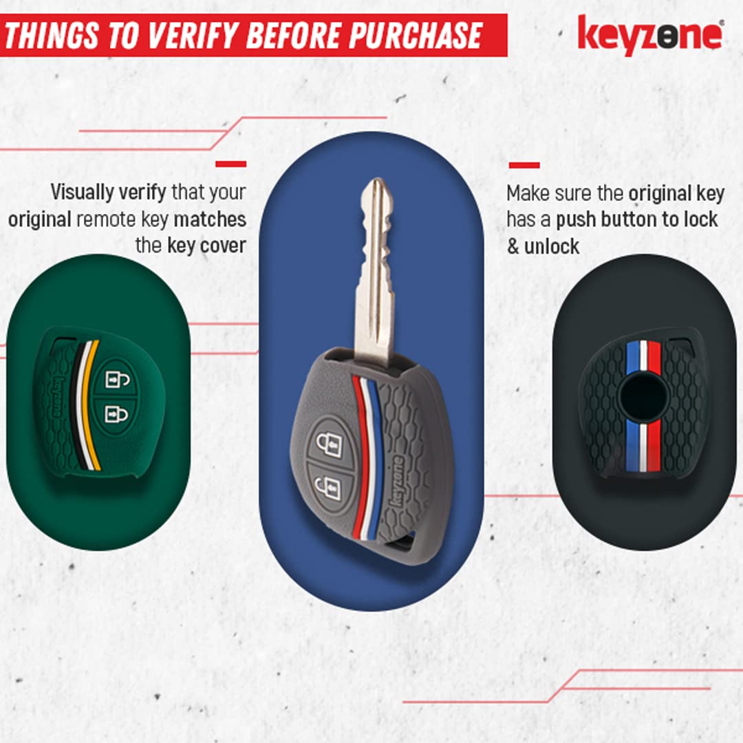 Keyzone Striped Silicone Key Cover for Suzuki Jimny,Fronx,Swift,Dzire,Baleno,Eritga,Grand Vitara,Brezza,e-Vitara,Ciaz,WagonR,Alto,Scross,Ignis 2B Remote Key(Black)