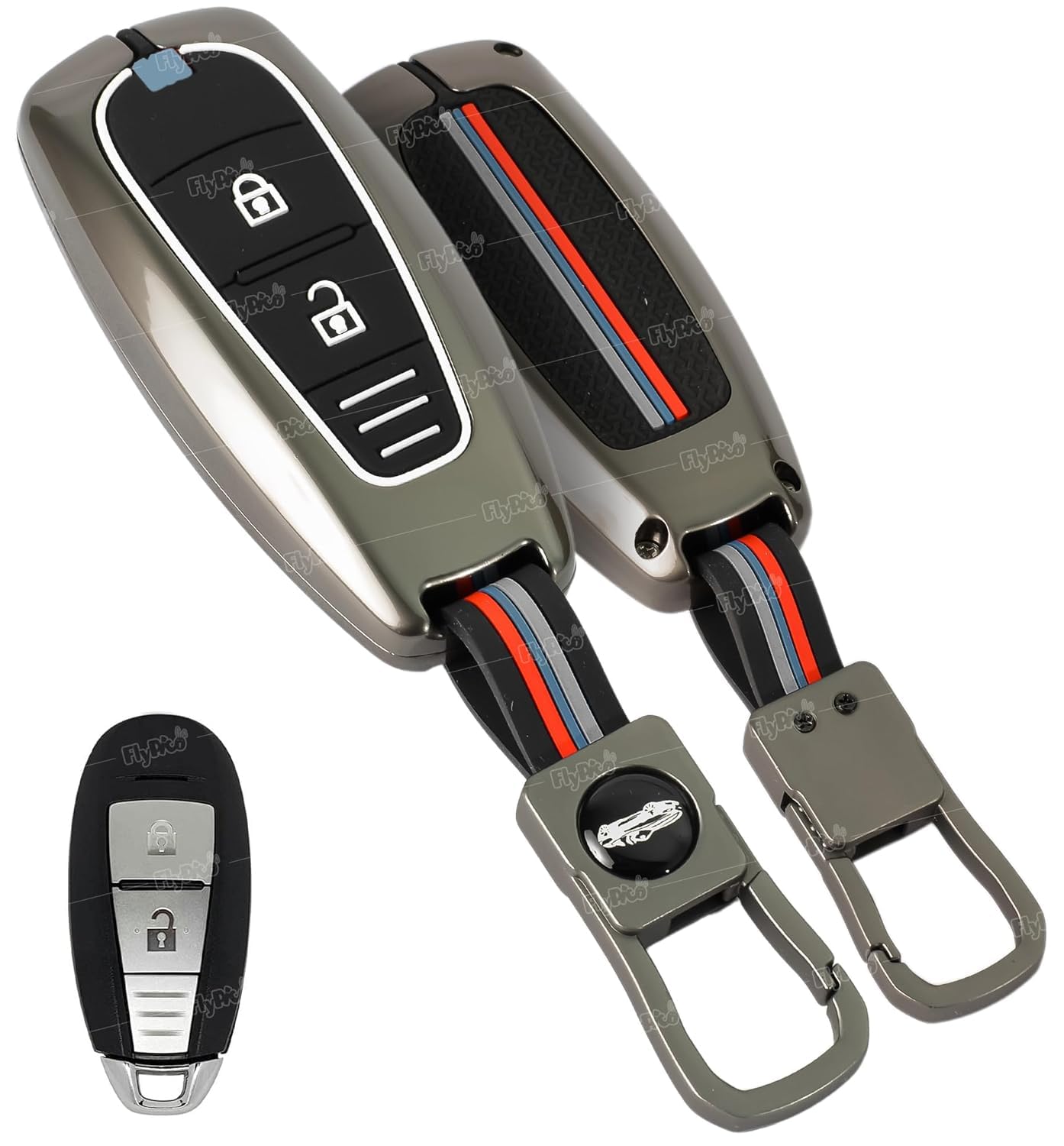 Coll of Fest Coll of Fest Premium Metal Silicon Key Cover Compatible with Maruti Suzuki Ignis | S Cross | Baleno | Ciaz | Vitara Brezza | Swift 2 Button Key Glow in the Dark