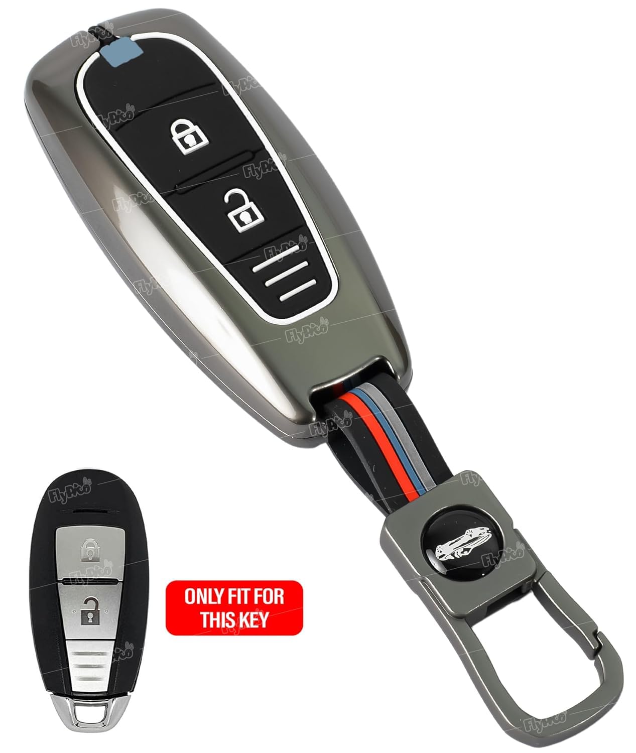 Coll of Fest Coll of Fest Premium Metal Silicon Key Cover Compatible with Maruti Suzuki Ignis | S Cross | Baleno | Ciaz | Vitara Brezza | Swift 2 Button Key Glow in the Dark
