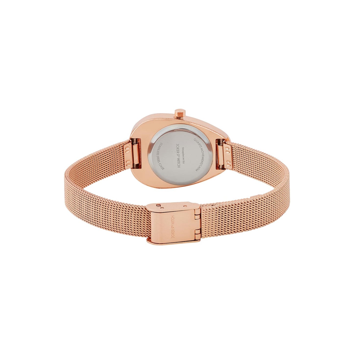 Joker & Witch Maris Maroon Sunray Small Oval Dial Rose Gold Mesh Strap Women's Watch