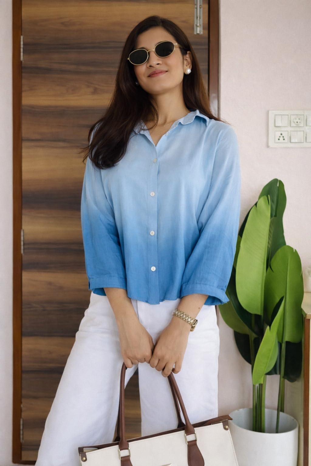 NINEOX Women Shirt || Shirt for Woman || Top for Women (L-98-101) (in, Alpha, 2XL, Blue)