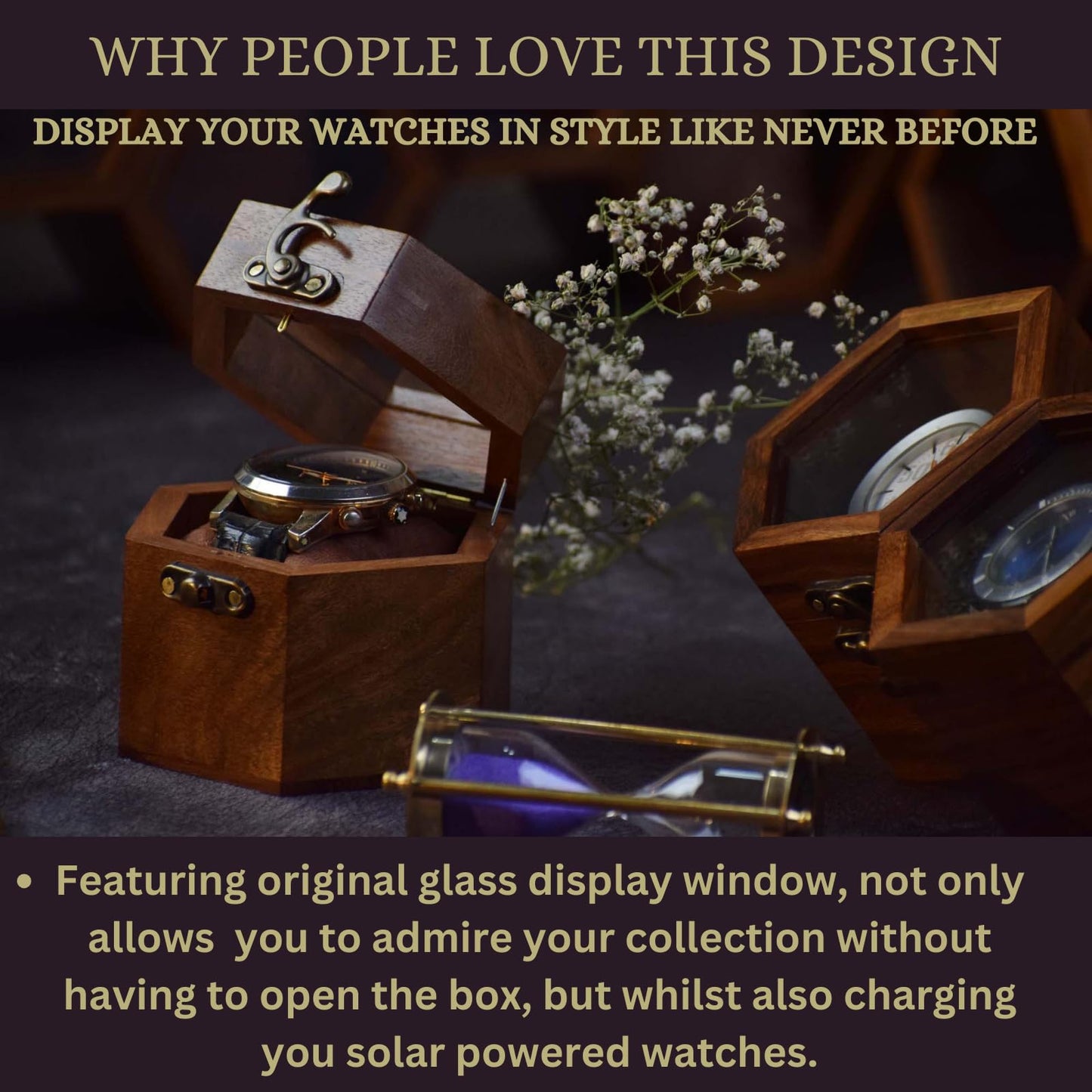 Watch Box for Men, Single Slot Watch Display Case Mens Timepiece Box Organizer, Dark Rosewood Cases for Men Storage, Valentines Gift Organizer Holder Case for travel with Glass Lid
