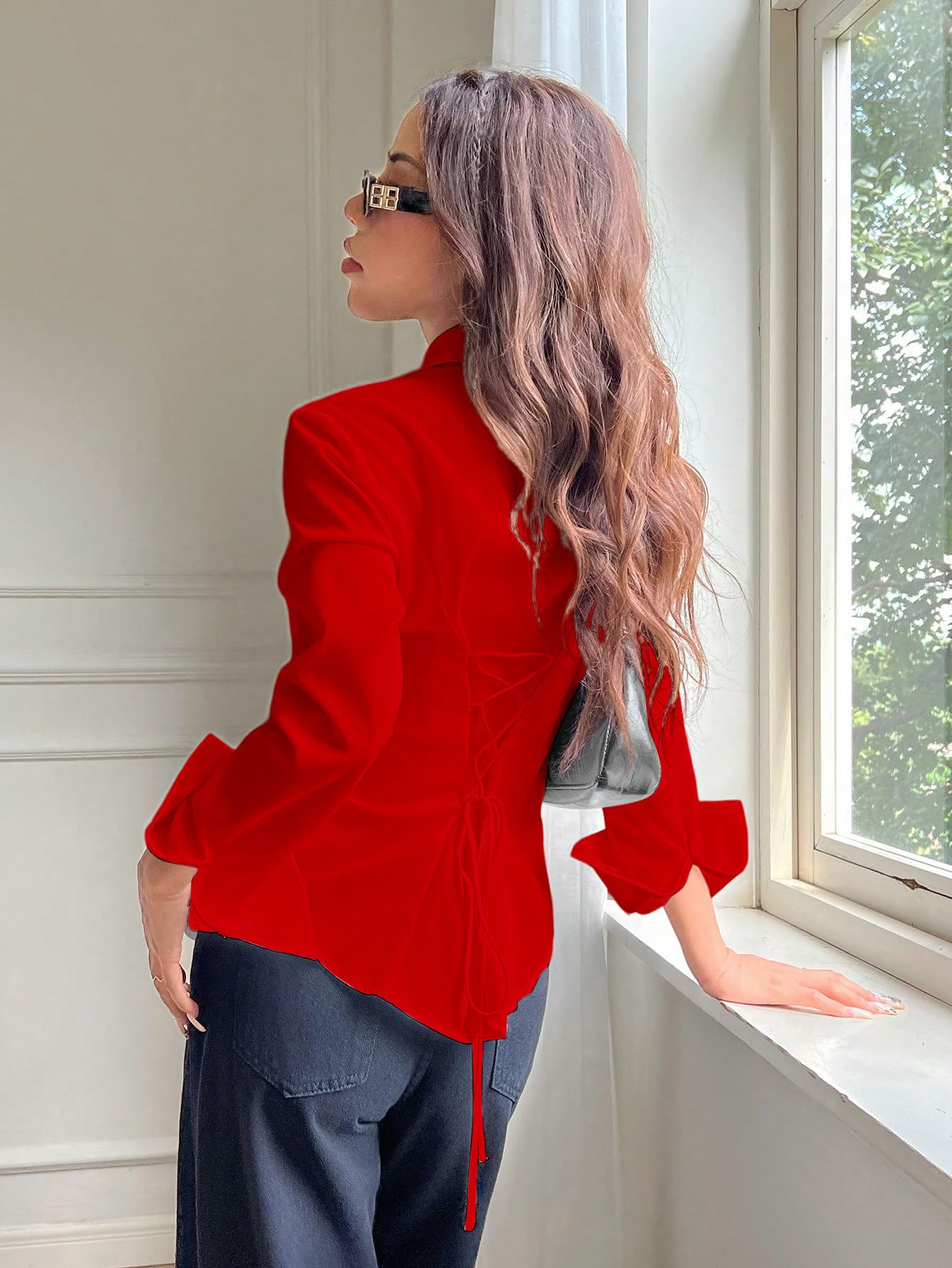 Aahwan Red Solid Front Button Long Sleeve Casual Shirt for Women' & Girl's(354-Red-S)