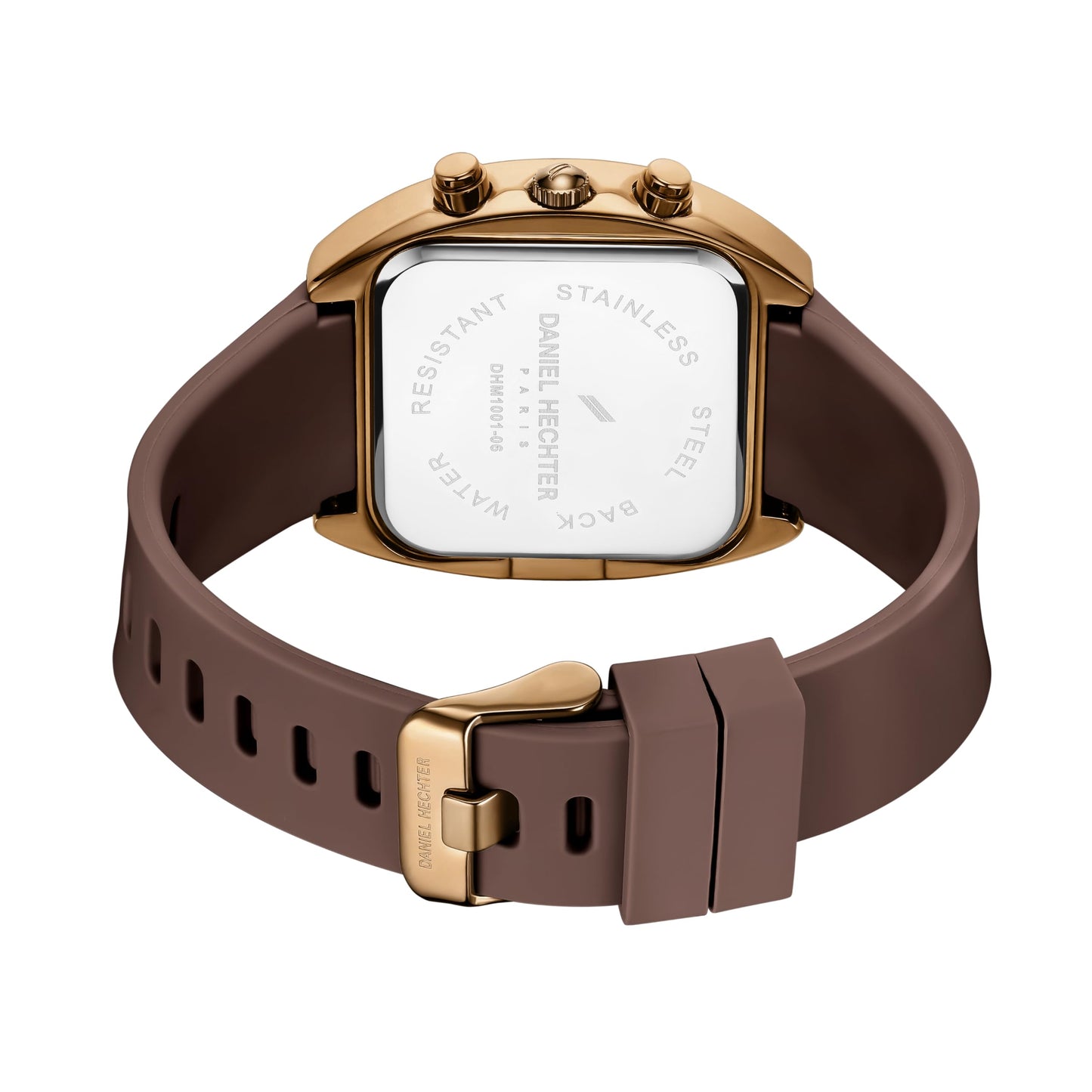 Daniel Hechter Paris Bercy Collection Modern Multi Functional Watch for Men with Square Dial and Silicon Band-DHM1001 (Beige)