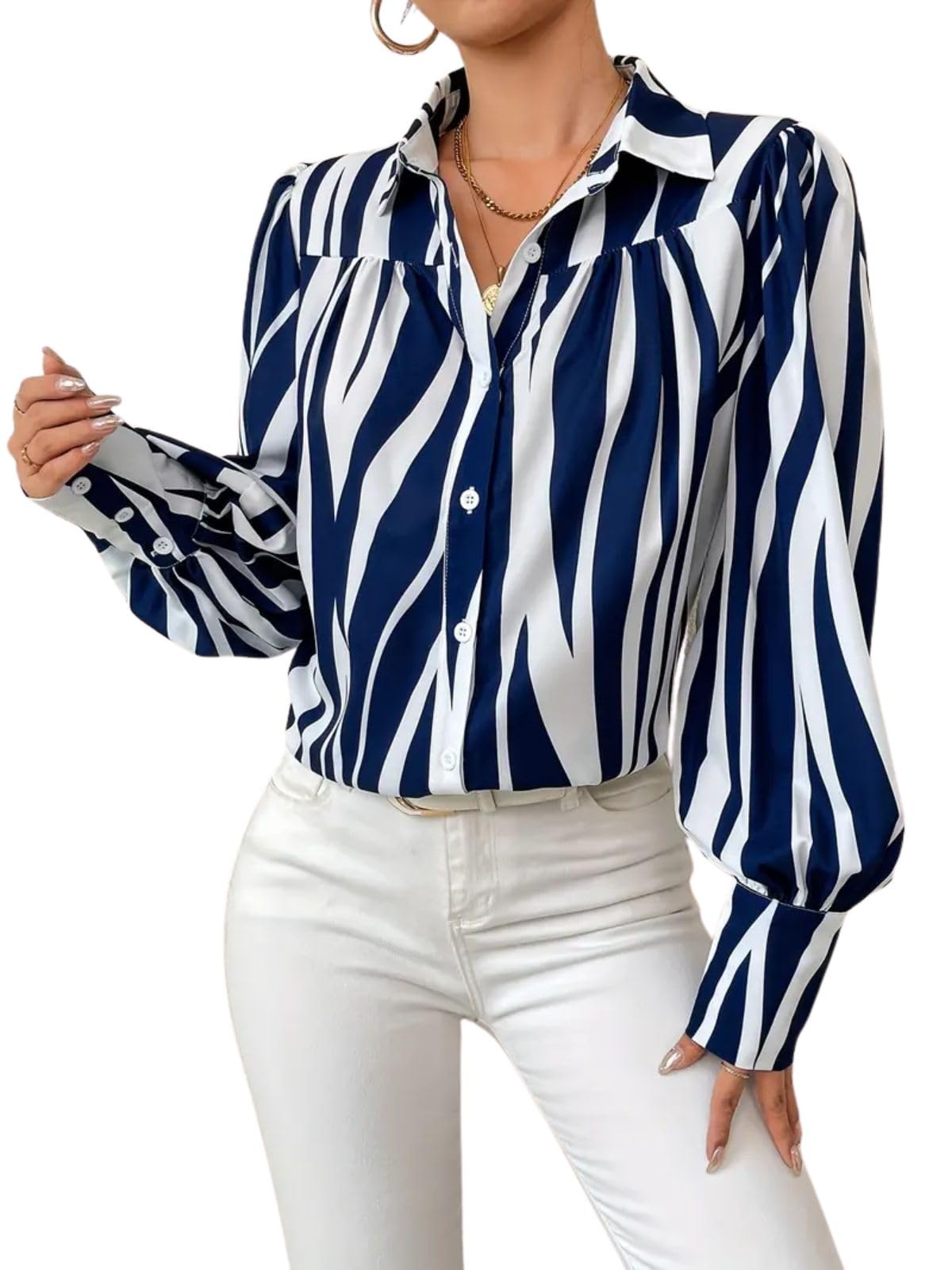 GRECIILOOKS Shirts for Women – Korean Style Long Sleeve Oversized Button Down | Plus Size Workwear Top for Office & Casual Wear