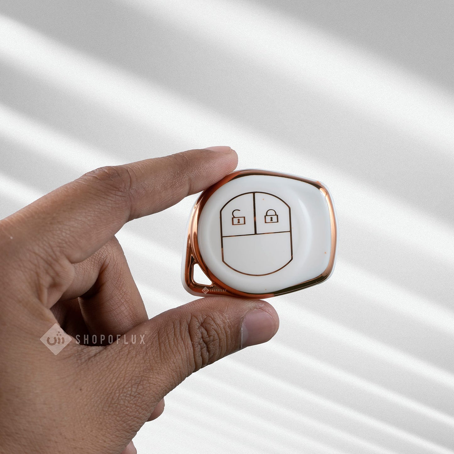 Shopoflux TPU Key Cover Compitable with Swift | Ertiga | Wagonr | Celerio | Swift Dzire | Alto | Fronx | Breza | S Presso | Ignis 2 Button Remote Key (White)