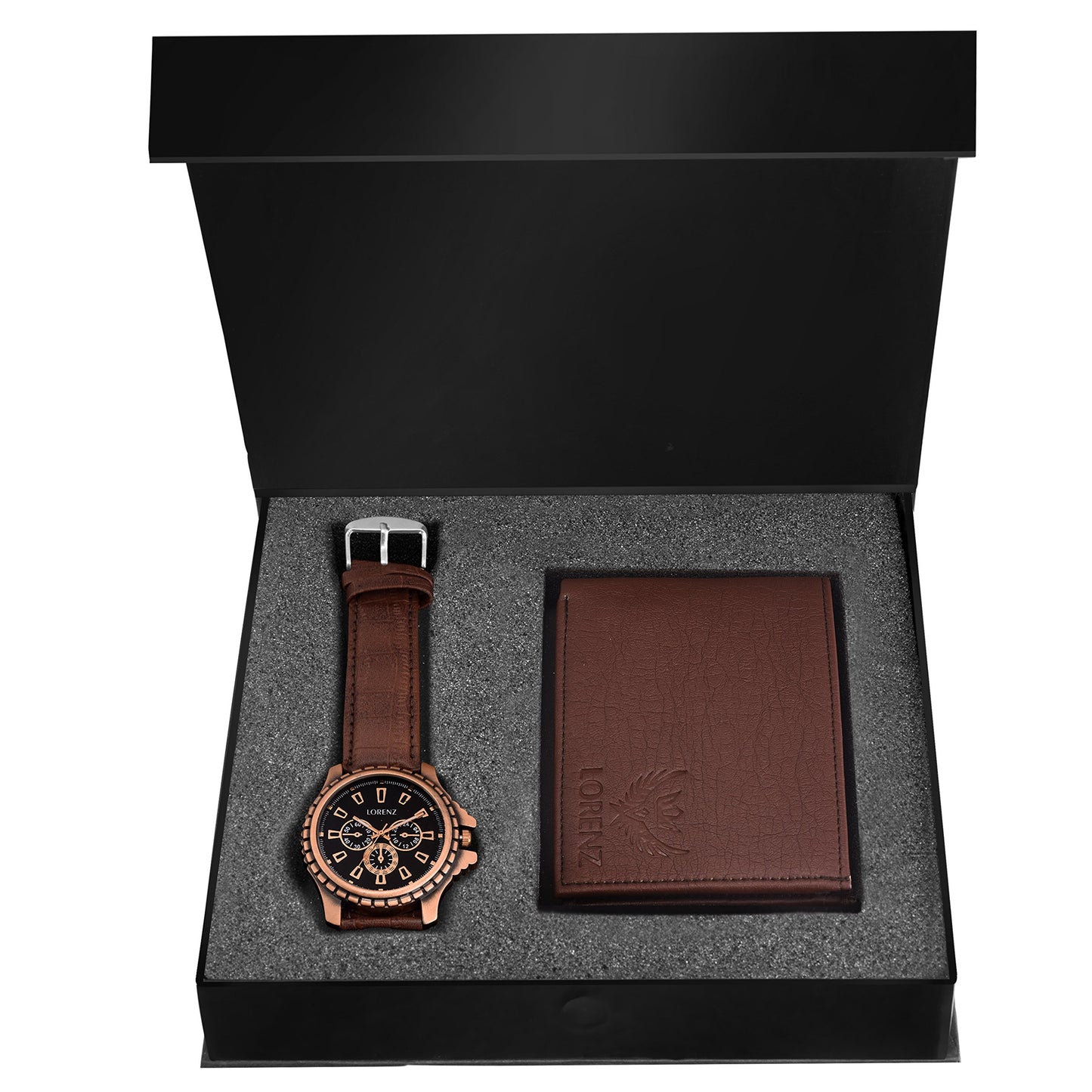 LORENZ Men’s Premium Watch and Wallet Gift Set | Brown Leather Wallet with Analog Watch | Stylish Combo Gift Box for Men | Birthday, Anniversary & Festive Gifting | Luxury Men’s Accessories